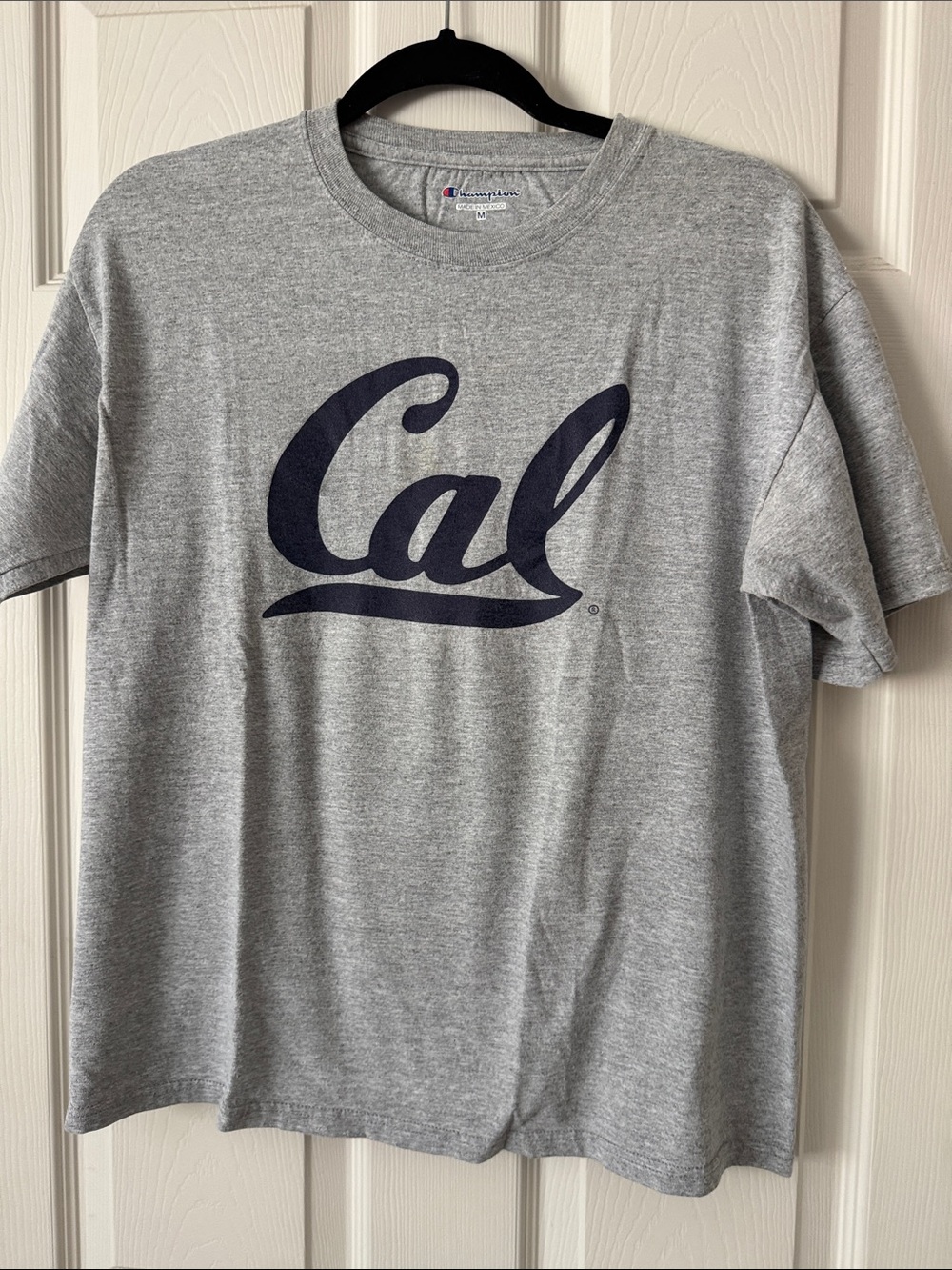 Vintage Champion Heather Gray Tee with Navy 'Cal' Script